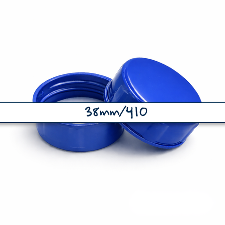 Blue 38 mm tablet container with EPE liner for pharmaceutical, supplement and pill packaging