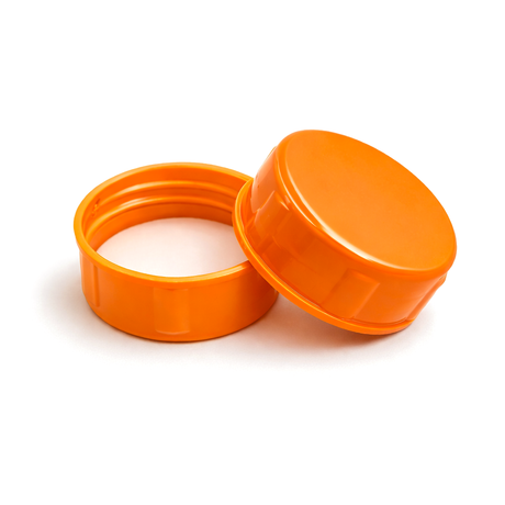 Orange 38 mm tablet container with EPE liner for pharmaceutical, supplement and pill packaging