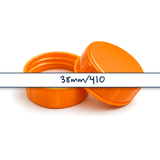 Orange 38 mm tablet container with EPE liner for pharmaceutical, supplement and pill packaging