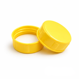 Yellow 38 mm tablet container with EPE liner for pharmaceutical, supplement and pill packaging
