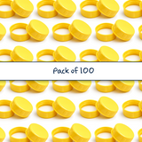 Multiple yellow 38 mm tablet container with EPE liner for pharmaceutical, supplement and pill packaging