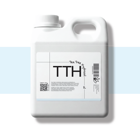 1L Tea Tree Hydrosol in bottle, ideal for toners, facial mists, acne care, and DIY skincare formulations for soothing and refreshing skin