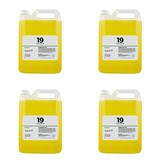 Four 5L tissue oil containers with labels on a white background