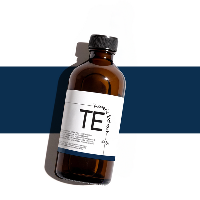 100g Turmeric 10 percent Extract in bottle, Curcuma longa liquid for brightening skincare, antioxidant protection, and cosmetic formulations