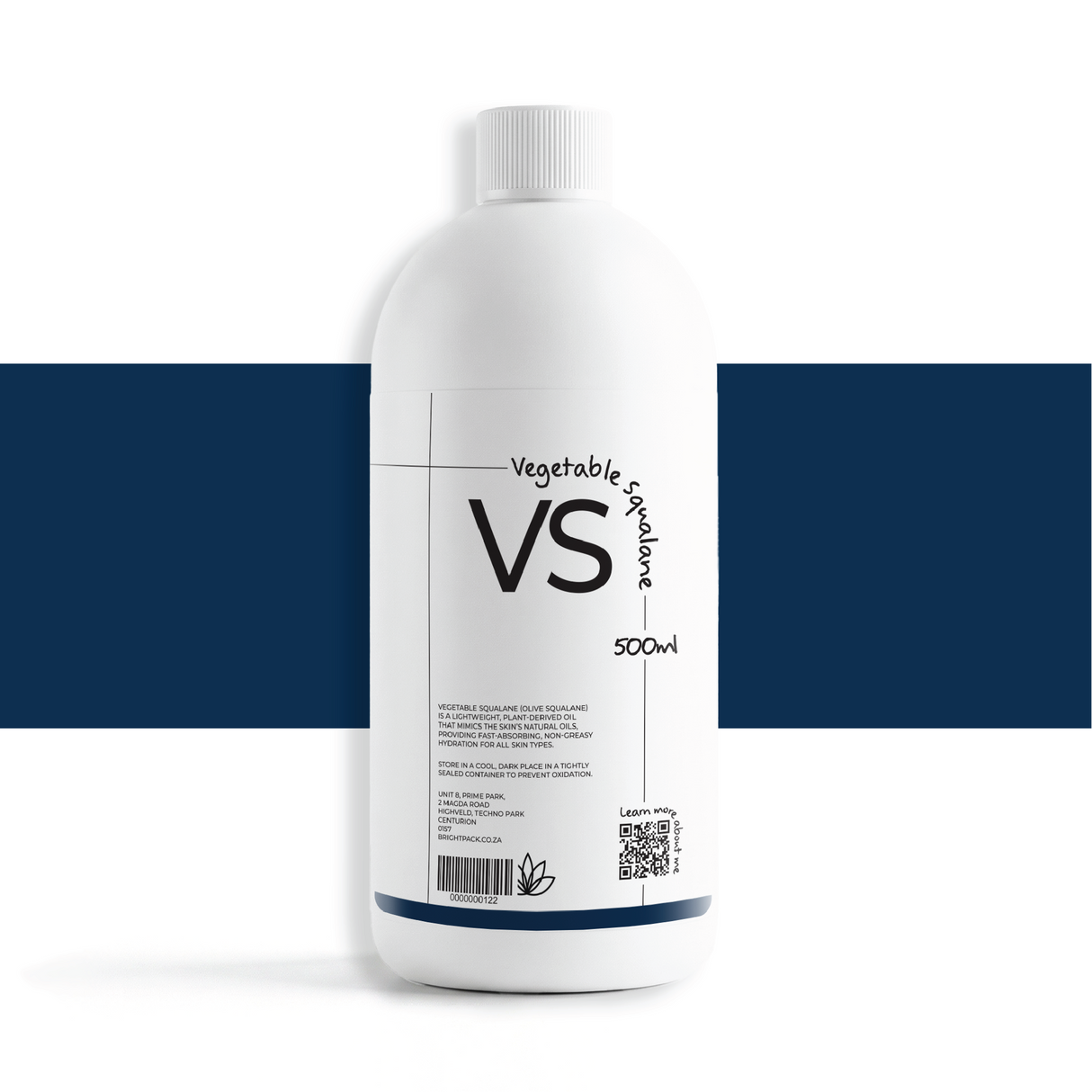 Vegetable Squalane 500ml cosmetic oil from olives, fast-absorbing and non-greasy, mimics natural skin oils for hydration and skin barrier support