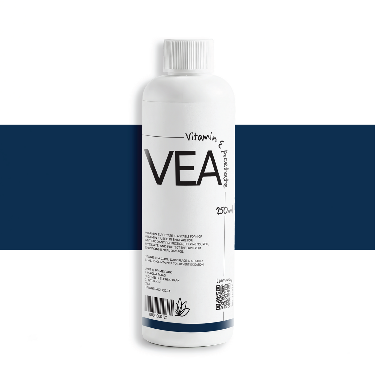 Vitamin E Acetate oil 250ml, stable form of Vitamin E used in skincare for antioxidant protection, hydration, and repairing skin in creams, lotions, and serums