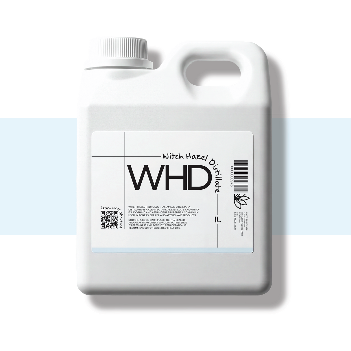 1L Witch Hazel Hydrosol cosmetic botanical extract, natural astringent used in toners, facial sprays, and skincare for cleansing and soothing skin