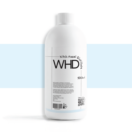 500ml Witch Hazel Hydrosol cosmetic botanical extract, natural astringent used in toners, facial sprays, and skincare for cleansing and soothing skin