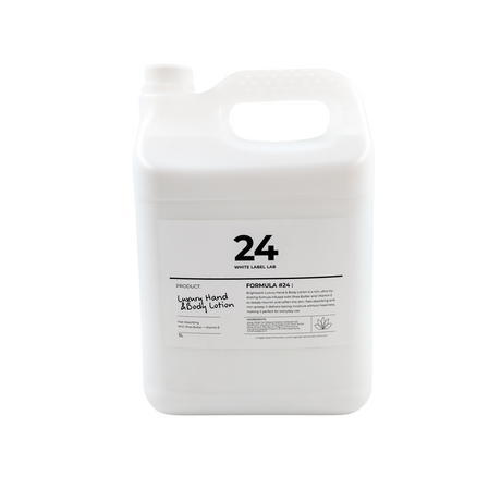 Brightpack Luxury Hand and Body Lotion #24 in a 5L jerry can with labelled product information