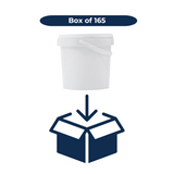 Box of 165 white plastic buckets with lids – 1L size
