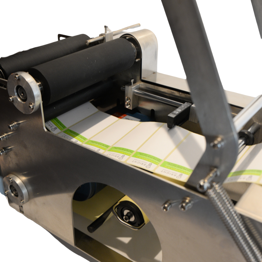 Close-up of the labelling machine