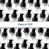 24mm black serum pump with crystal cap for cosmetic bottles, ideal for dispensing skincare serums, treatments and liquid beauty products