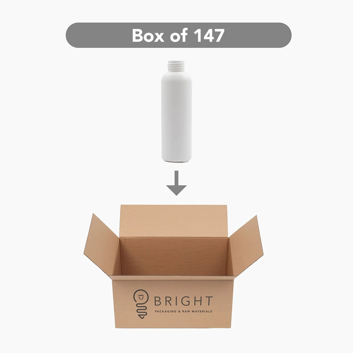 125ml HDPE Boston Tall Bottle (24mm neck) - No Closure - White