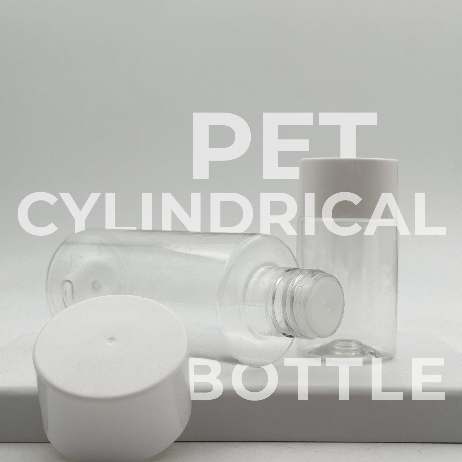 PET Cylindrical bottles, with dropper and closure cap. small bottle in black and white.