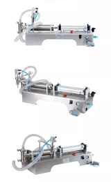 Pneumatic liquid filling machine shown at three angles
