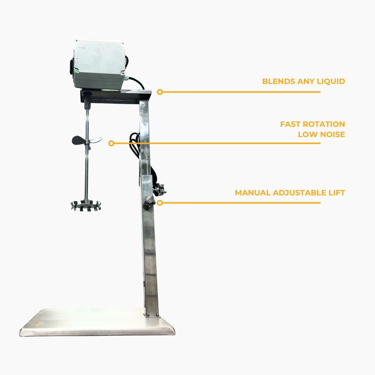 SPRALL mixer side angle with labelled features