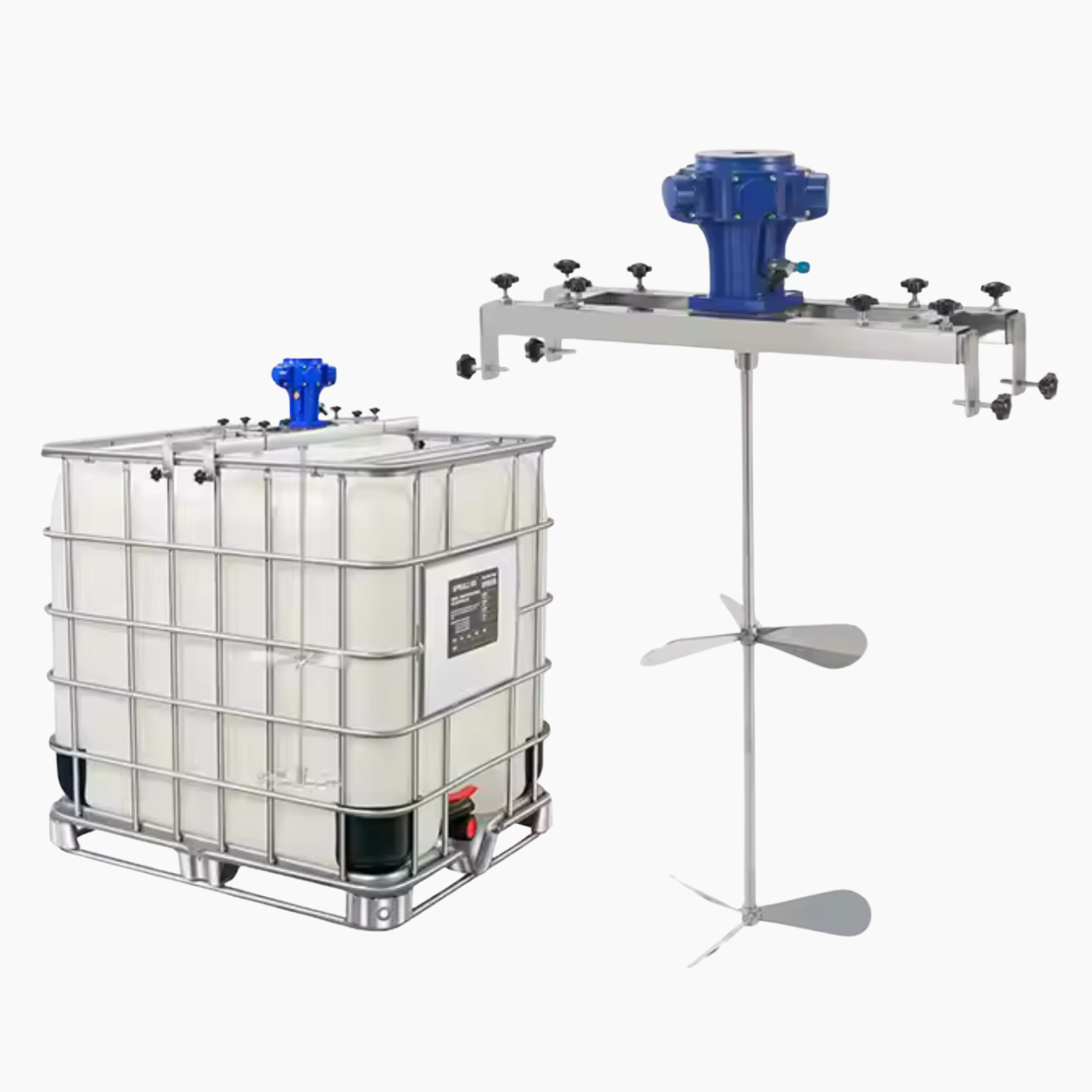 Flowbin mixer 1000 front angle inside and outside bin