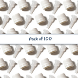 Multiple white dropper caps with tamper evident seal and 0.7 mm medium flow orifice for cosmetic, pharmaceutical and liquid product bottles