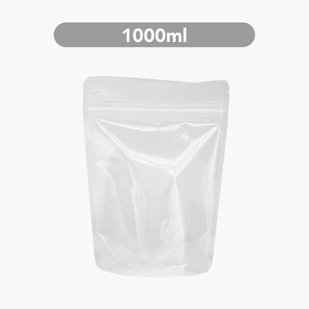 1000ml Clear Stand-Up Pouches (Zipper)