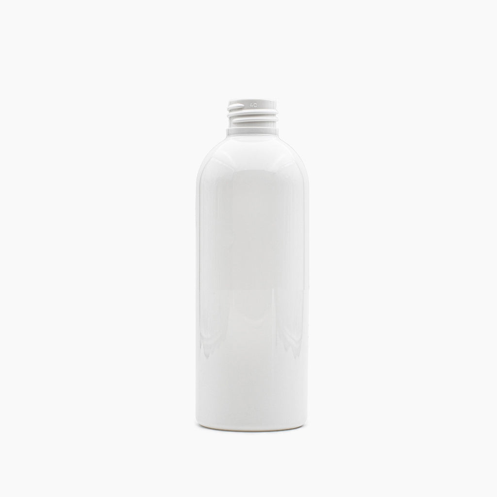 Solid White 100ml PET Boston Tall Bottle On White Background | Plastic Packaging | Brightpack Plastic & Glass Packaging
