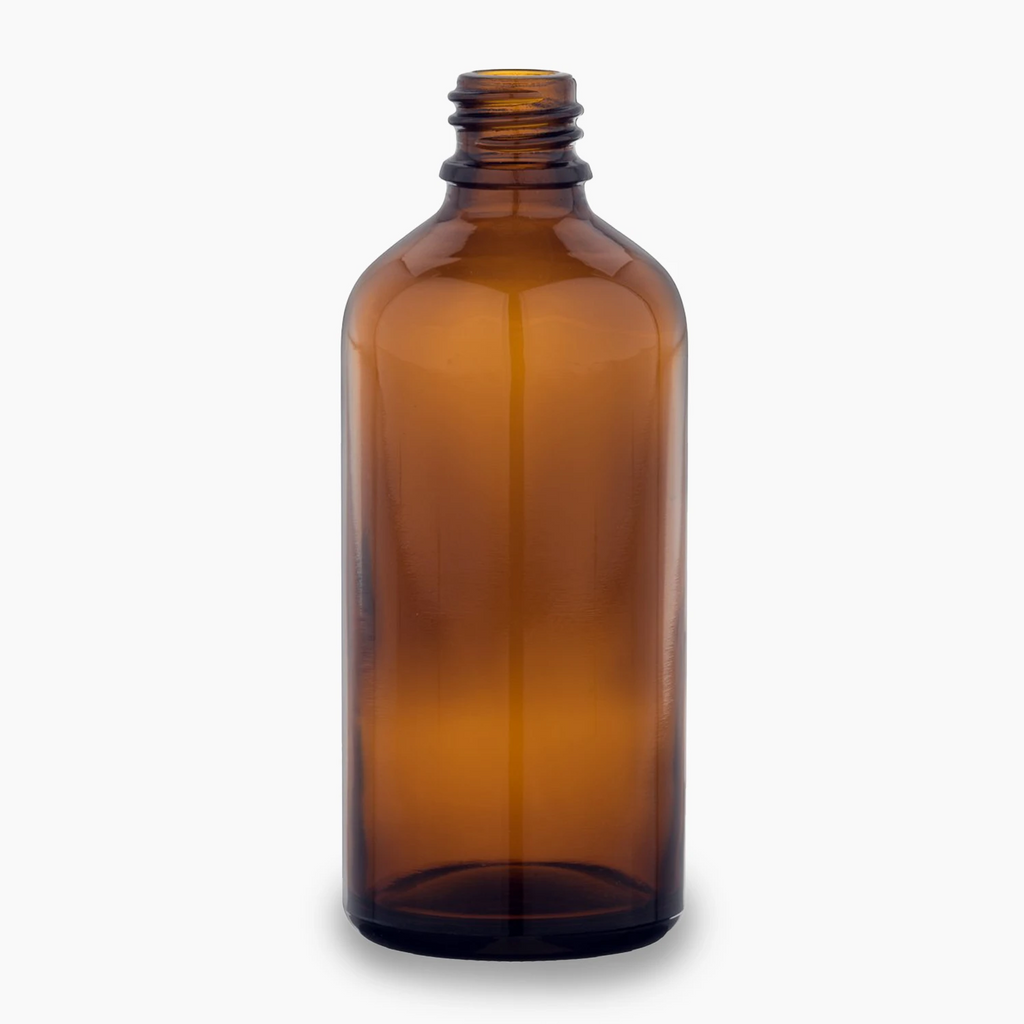 100ml Glass Amber Bottle Without Lid On White Background | Brightpack Glass Packaging