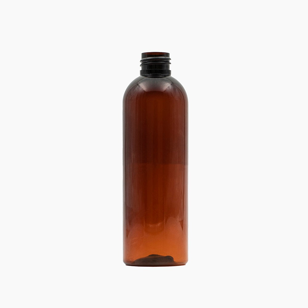 Translucent Amber 200ml PET Boston Tall Bottle On White Background | Plastic Packaging | Brightpack Plastic & Glass Packaging