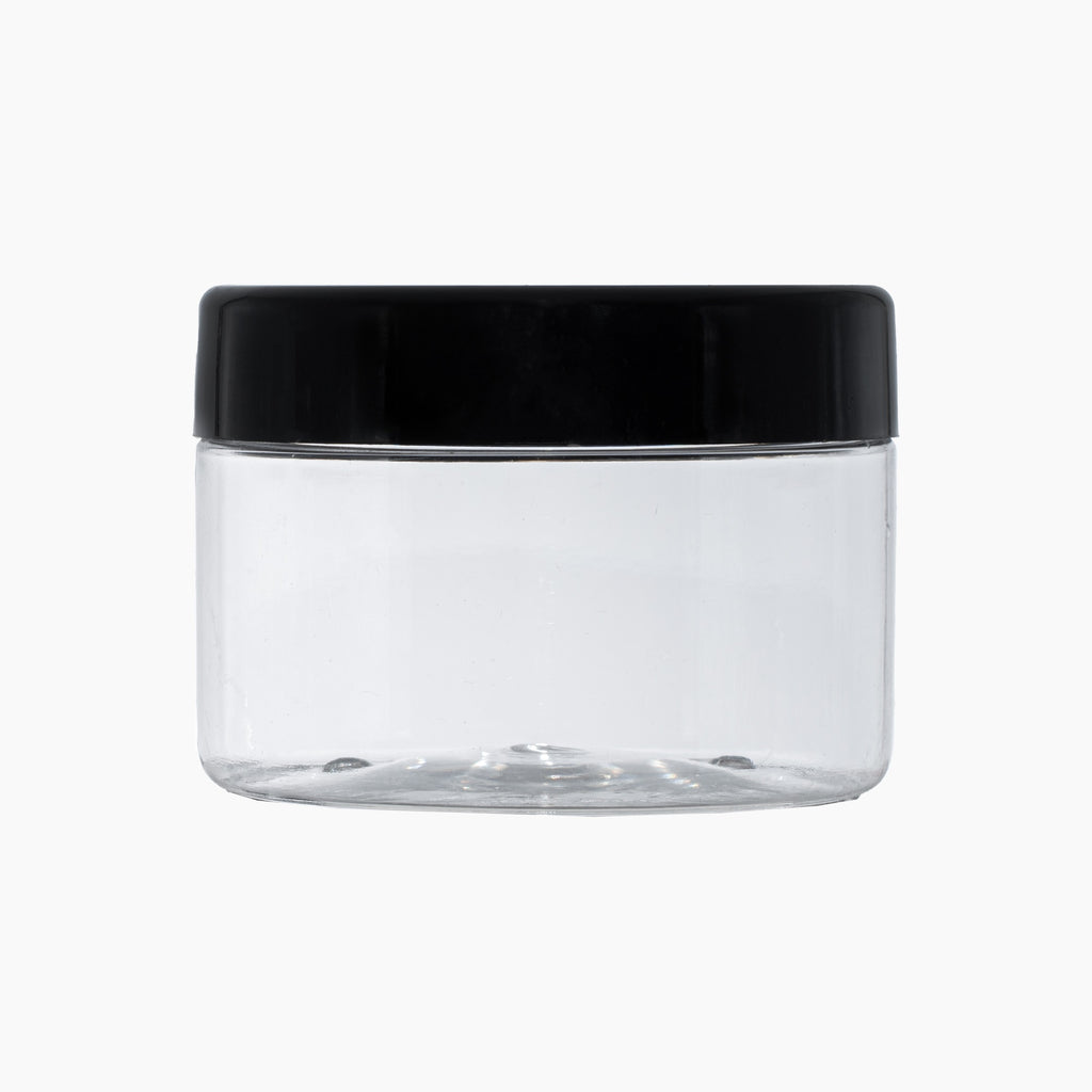 250g Clear PET Jar with Black Lid