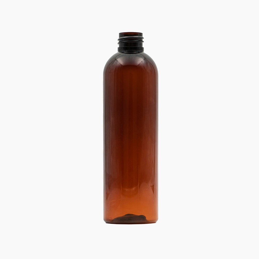 Translucent Amber 250ml PET Boston Tall Bottle On White Background | Plastic Packaging | Brightpack Plastic & Glass Packaging