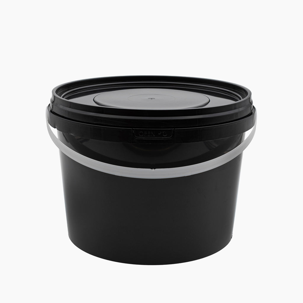 Black 5L HDPE Bucket Tamper Evident On White Background | Plastic Packaging | Brightpack Plastic & Glass Packaging