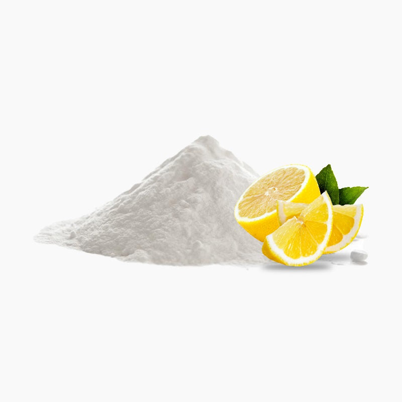 Citric Acid Powder And Citrus Fruit On White Background | Chemicals Emulsifiers Solubilizers | Brightpack Raw Materials